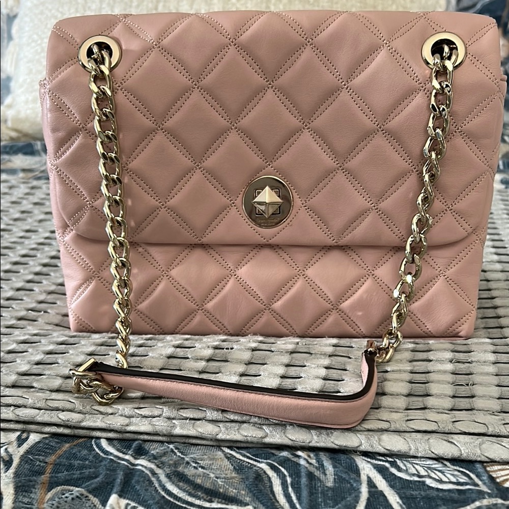 Kate Spade Pink Quilted Shoulder Bag with Gold Chain